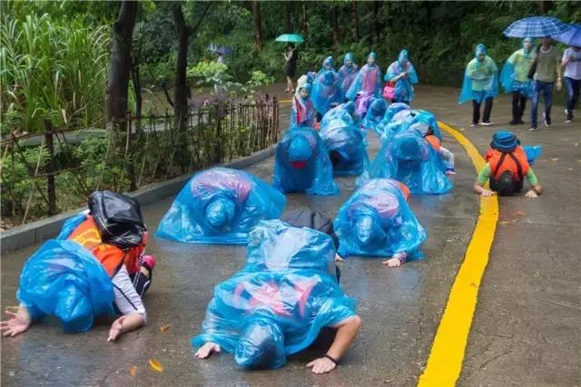 现场实拍，游客信众冒雨游东莞观音山